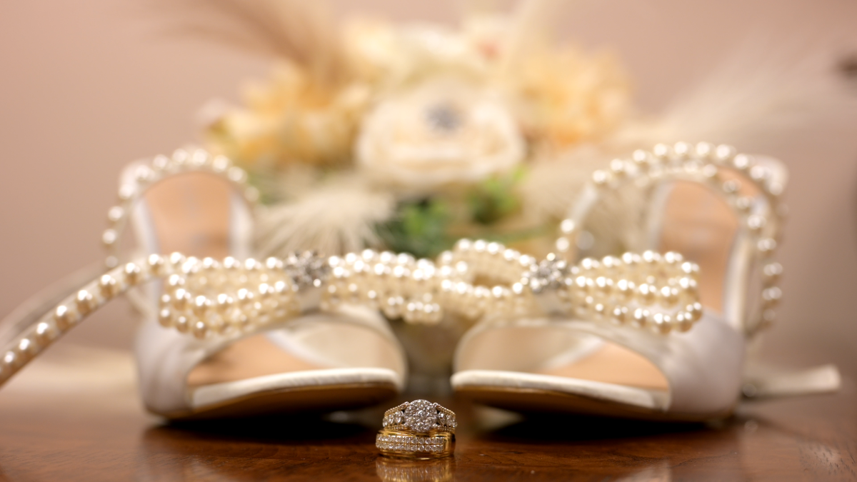 bride shoe close up